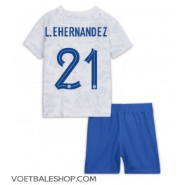 Frankrijk Lucas Hernandez #21 Uit tenue Kids WK 2022 Korte Mouw (+ Korte broeken)
