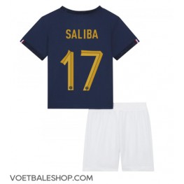 Frankrijk William Saliba #17 Thuis tenue Kids WK 2022 Korte Mouw (+ Korte broeken)