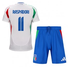 Italië Giacomo Raspadori #11 Uit tenue Kids EK 2024 Korte Mouw (+ Korte broeken)