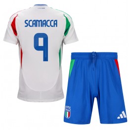 Italië Gianluca Scamacca #9 Uit tenue Kids EK 2024 Korte Mouw (+ Korte broeken)