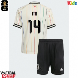Japan Junya Ito #14 Uit tenue Kids WK 2026 Korte Mouw (+ Korte broeken)