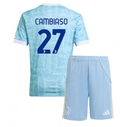 Juventus Andrea Cambiaso #27 Uit tenue Kids 2025-26 Korte Mouw (+ Korte broeken)