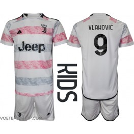 Juventus Dusan Vlahovic #9 Uit tenue Kids 2023-24 Korte Mouw (+ Korte broeken)