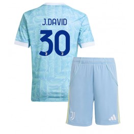 Juventus Jonathan David #30 Uit tenue Kids 2025-26 Korte Mouw (+ Korte broeken)