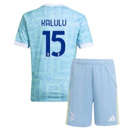 Juventus Pierre Kalulu #15 Uit tenue Kids 2025-26 Korte Mouw (+ Korte broeken)
