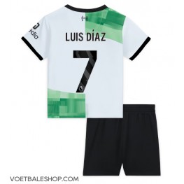 Liverpool Luis Diaz #7 Uit tenue Kids 2023-24 Korte Mouw (+ Korte broeken)