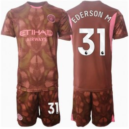 Manchester City Ederson Moraes #31 Keeper Thuis tenue Kids 2024-25 Korte Mouw (+ Korte broeken)