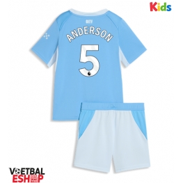 Manchester City Elliot Anderson #5 Thuis tenue Kids 2026-27 Korte Mouw (+ Korte broeken)