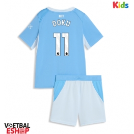 Manchester City Jeremy Doku #11 Thuis tenue Kids 2026-27 Korte Mouw (+ Korte broeken)