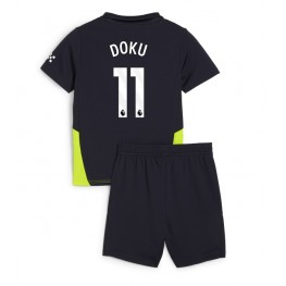 Manchester City Jeremy Doku #11 Uit tenue Kids 2024-25 Korte Mouw (+ Korte broeken)