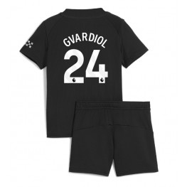 Manchester City Josko Gvardiol #24 Uit tenue Kids 2025-26 Korte Mouw (+ Korte broeken)