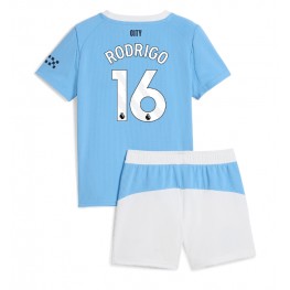 Manchester City Rodri Hernandez #16 Thuis tenue Kids 2025-26 Korte Mouw (+ Korte broeken)