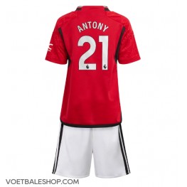 Manchester United Antony #21 Thuis tenue Kids 2023-24 Korte Mouw (+ Korte broeken)