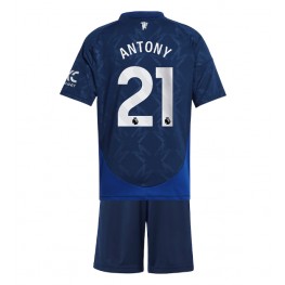 Manchester United Antony #21 Uit tenue Kids 2024-25 Korte Mouw (+ Korte broeken)