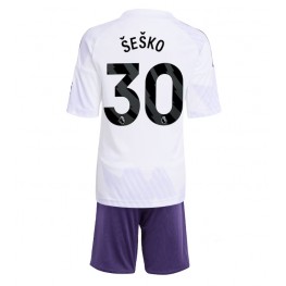 Manchester United Benjamin Sesko #30 Uit tenue Kids 2025-26 Korte Mouw (+ Korte broeken)