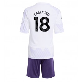 Manchester United Casemiro #18 Uit tenue Kids 2025-26 Korte Mouw (+ Korte broeken)