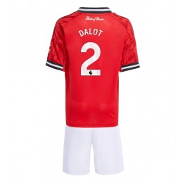 Manchester United Diogo Dalot #2 Thuis tenue Kids 2025-26 Korte Mouw (+ Korte broeken)