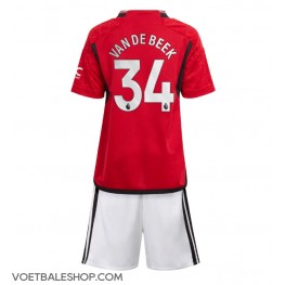 Manchester United Donny van de Beek #34 Thuis tenue Kids 2023-24 Korte Mouw (+ Korte broeken)