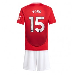 Manchester United Leny Yoro #15 Thuis tenue Kids 2024-25 Korte Mouw (+ Korte broeken)