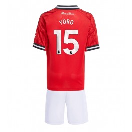 Manchester United Leny Yoro #15 Thuis tenue Kids 2025-26 Korte Mouw (+ Korte broeken)
