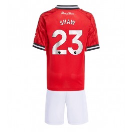 Manchester United Luke Shaw #23 Thuis tenue Kids 2025-26 Korte Mouw (+ Korte broeken)