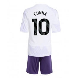 Manchester United Matheus Cunha #10 Uit tenue Kids 2025-26 Korte Mouw (+ Korte broeken)