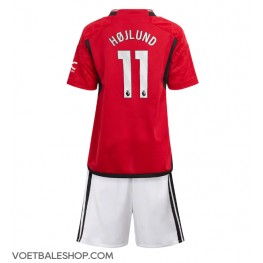 Manchester United Rasmus Hojlund #11 Thuis tenue Kids 2023-24 Korte Mouw (+ Korte broeken)
