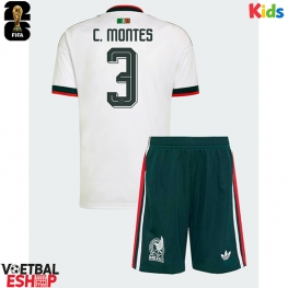 Mexico Cesar Montes #3 Uit tenue Kids WK 2026 Korte Mouw (+ Korte broeken)