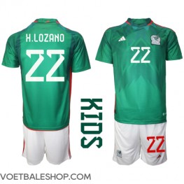 Mexico Hirving Lozano #22 Thuis tenue Kids WK 2022 Korte Mouw (+ Korte broeken)