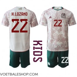 Mexico Hirving Lozano #22 Uit tenue Kids WK 2022 Korte Mouw (+ Korte broeken)