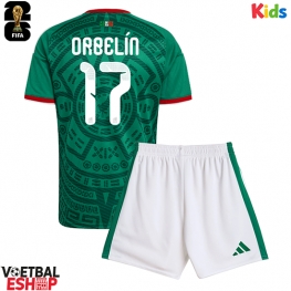 Mexico Orbelin Pineda #17 Thuis tenue Kids WK 2026 Korte Mouw (+ Korte broeken)