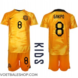 Nederland Cody Gakpo #8 Thuis tenue Kids WK 2022 Korte Mouw (+ Korte broeken)