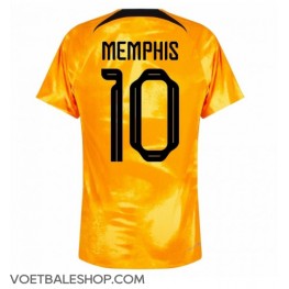 Nederland Memphis Depay #10 Thuis tenue WK 2022 Korte Mouw