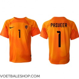 Nederland Remko Pasveer #1 Keeper Uit tenue WK 2022 Korte Mouw
