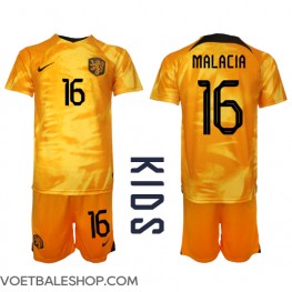 Nederland Tyrell Malacia #16 Thuis tenue Kids WK 2022 Korte Mouw (+ Korte broeken)