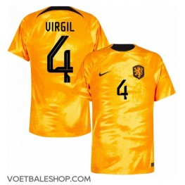 Nederland Virgil van Dijk #4 Thuis tenue WK 2022 Korte Mouw