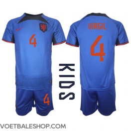 Nederland Virgil van Dijk #4 Uit tenue Kids WK 2022 Korte Mouw (+ Korte broeken)