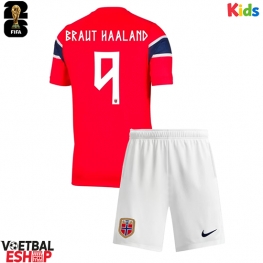 Noorwegen Erling Haaland #9 Thuis tenue Kids WK 2026 Korte Mouw (+ Korte broeken)