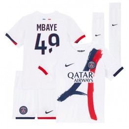 Paris Saint-Germain Ibrahim Mbaye #49 Uit tenue Kids 2025-26 Korte Mouw (+ Korte broeken)