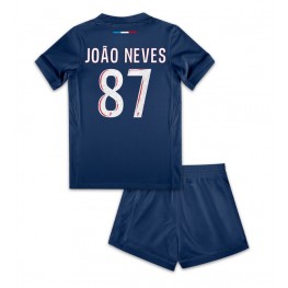 Paris Saint-Germain Joao Neves #87 Thuis tenue Kids 2024-25 Korte Mouw (+ Korte broeken)