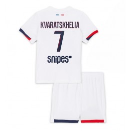 Paris Saint-Germain Khvicha Kvaratskhelia #7 Uit tenue Kids 2025-26 Korte Mouw (+ Korte broeken)