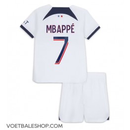 Paris Saint-Germain Kylian Mbappe #7 Uit tenue Kids 2023-24 Korte Mouw (+ Korte broeken)