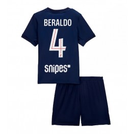 Paris Saint-Germain Lucas Beraldo #4 Thuis tenue Kids 2025-26 Korte Mouw (+ Korte broeken)