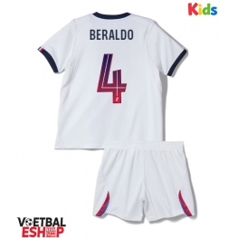 Paris Saint-Germain Lucas Beraldo #4 Uit tenue Kids 2026-27 Korte Mouw (+ Korte broeken)