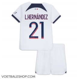 Paris Saint-Germain Lucas Hernandez #21 Uit tenue Kids 2023-24 Korte Mouw (+ Korte broeken)