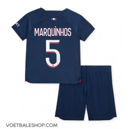 Paris Saint-Germain Marquinhos #5 Thuis tenue Kids 2023-24 Korte Mouw (+ Korte broeken)