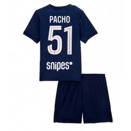 Paris Saint-Germain Willian Pacho #51 Thuis tenue Kids 2025-26 Korte Mouw (+ Korte broeken)