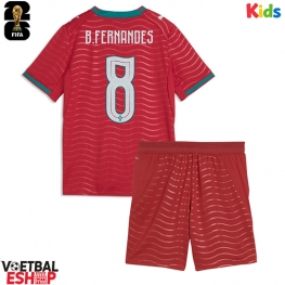 Portugal Bruno Fernandes #8 Thuis tenue Kids WK 2026 Korte Mouw (+ Korte broeken)