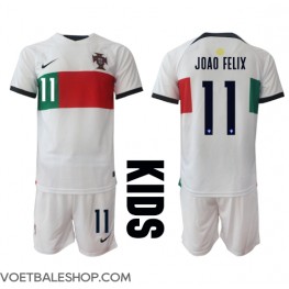 Portugal Joao Felix #11 Uit tenue Kids WK 2022 Korte Mouw (+ Korte broeken)