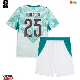 Portugal Nuno Mendes #25 Uit tenue Kids WK 2026 Korte Mouw (+ Korte broeken)